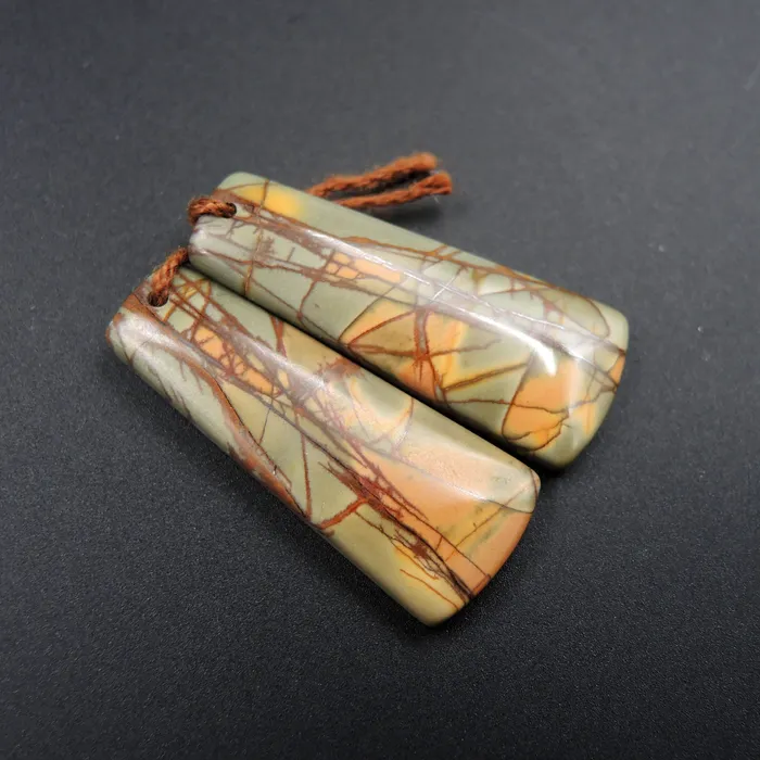 Earrings Intrinsic Trading Natural Red Creek Jasper Cabochon Cab Pair Drilled Matched Earrings Bead Pair E371