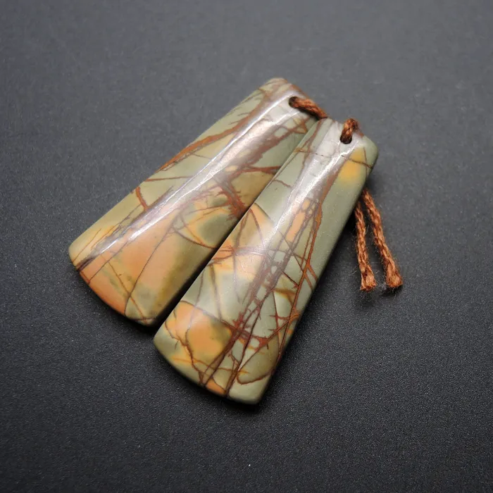 Earrings Intrinsic Trading Natural Red Creek Jasper Cabochon Cab Pair Drilled Matched Earrings Bead Pair E371