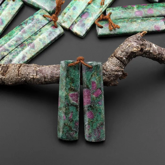 Earrings Intrinsic Trading Natural Red Ruby Green Fuchsite Rectangle Earring Pair Matched Gemstone Beads A7 Earrings Intrinsic Trading Natural Red Ruby Green Fuchsite Rectangle Earring Pair Matched Gemstone Beads A7