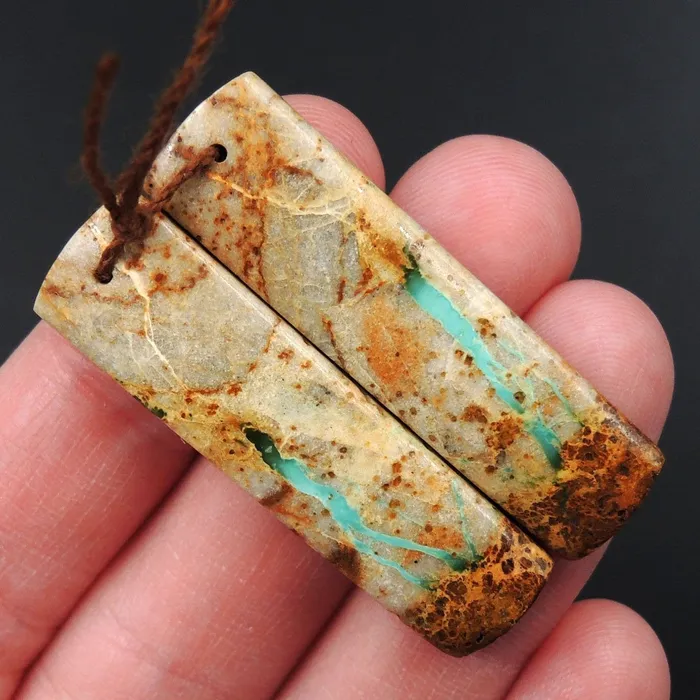 Earrings Intrinsic Trading Natural Turquoise From Royston Nevada Cabochon Cab Pair Drilled Matched Earrings Bead Pair E3266