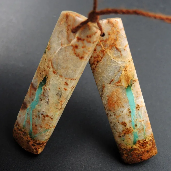 Earrings Intrinsic Trading Natural Turquoise From Royston Nevada Cabochon Cab Pair Drilled Matched Earrings Bead Pair E3266