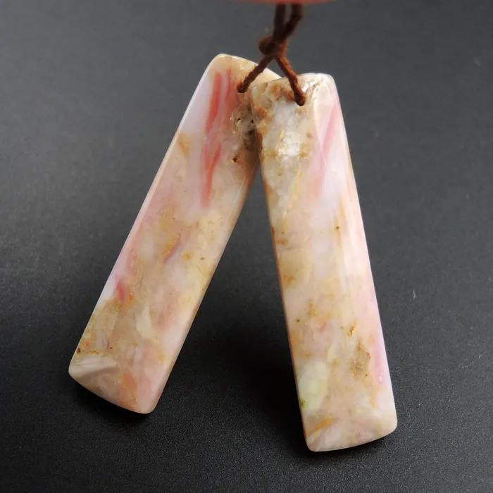 Earrings Intrinsic Trading Pink Opal Earring Pair Rectangle Cabochon Cab Pair Drilled Matched Earrings Natural Bead Pair E2744 Earrings Intrinsic Trading Pink Opal Earring Pair Rectangle Cabochon Cab Pair Drilled Matched Earrings Natural Bead Pair E2744