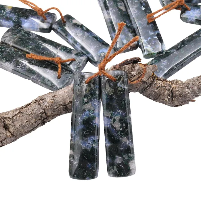 Earrings Natural Green Moss Agate Earring Pair Drilled Rectangle Pair Matched Gemstone Beads Intrinsic Trading Earrings Natural Green Moss Agate Earring Pair Drilled Rectangle Pair Matched Gemstone Beads Intrinsic Trading