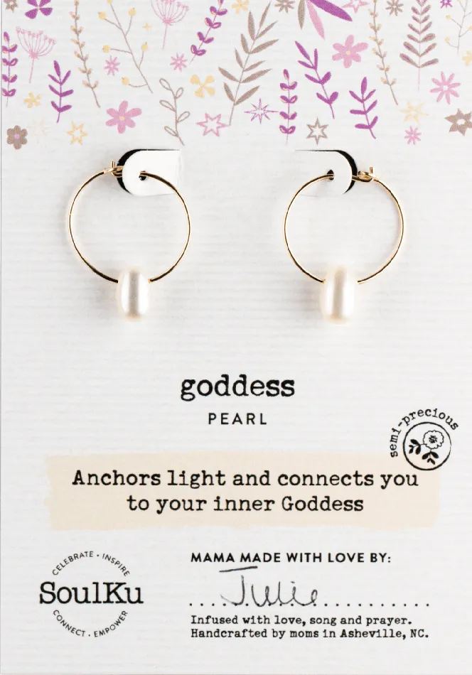 Earrings Pearl Gold Hoop Earrings for Goddess SoulKu