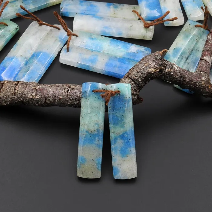 Earrings Rare Natural Blue Azurite in Calcite Rectangle Earring Pair Matched Gemstone Beads from Pakistan Afghanistan Where K2 is Found A4 Intrinsic Trading Earrings Rare Natural Blue Azurite in Calcite Rectangle Earring Pair Matched Gemstone Beads from Pakistan Afghanistan Where K2 is Found A4 Intrinsic Trading