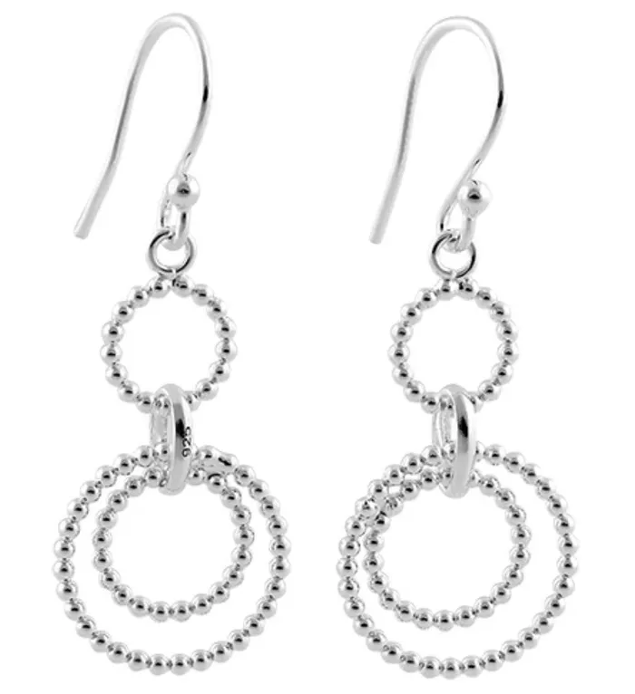 Earrings Sterling Silver Beaded O Ring Earrings Captive Collars