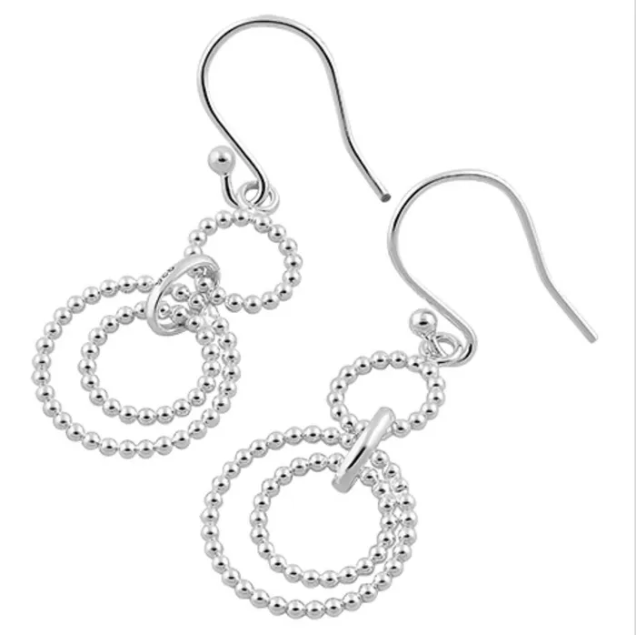 Earrings Sterling Silver Beaded O Ring Earrings Captive Collars Earrings Sterling Silver Beaded O Ring Earrings Captive Collars