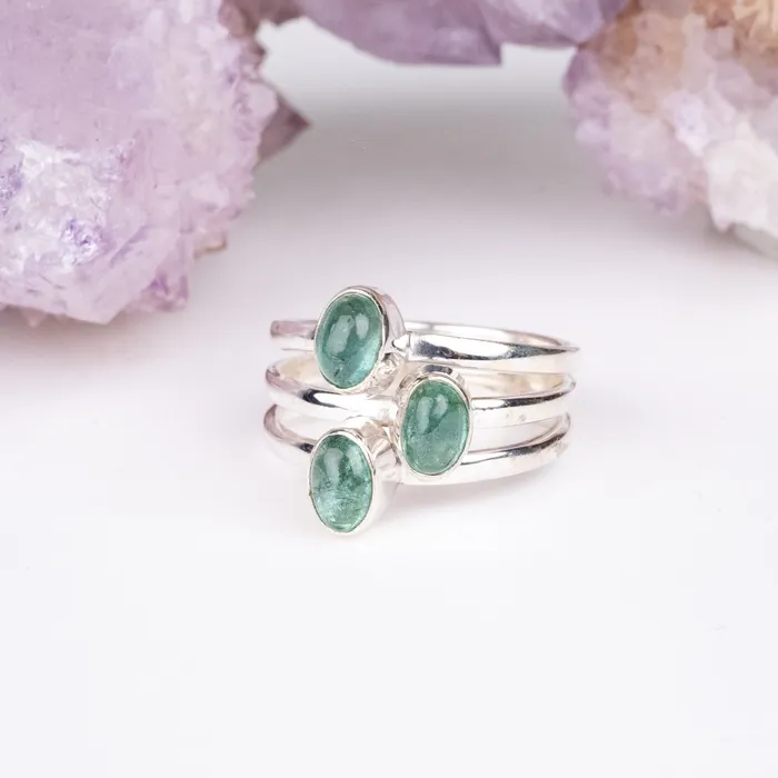 InnerVision Crystals Emerald Ring 6x4mm Size 7 925 Silver Rings