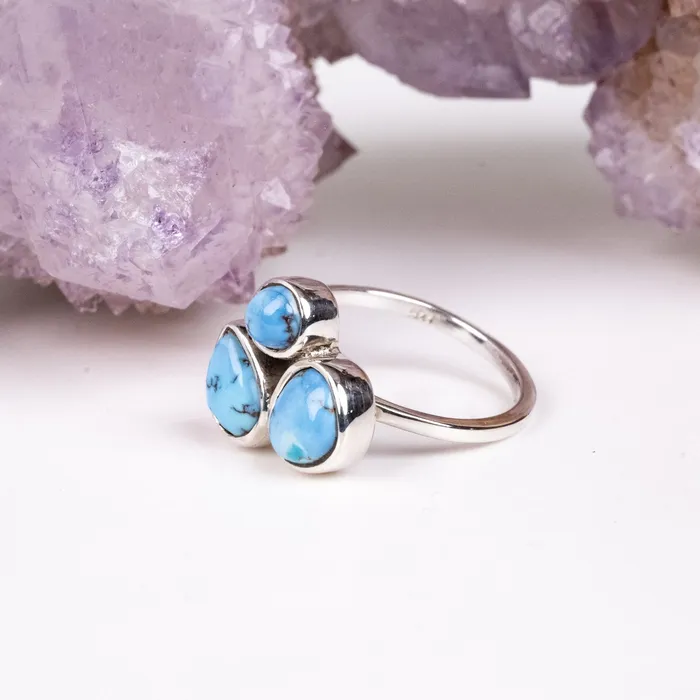 InnerVision Crystals Rings Golden Hill Turquoise Ring 8x6mm Size 7 925 Silver