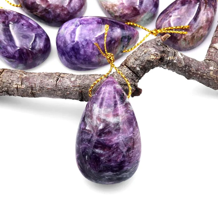 Intrinsic Trading AAA Rare Natural Mauve Purple Russian Charoite Pendant Side Drilled Teardrop Gemstone A4 Necklaces Intrinsic Trading AAA Rare Natural Mauve Purple Russian Charoite Pendant Side Drilled Teardrop Gemstone A4 Necklaces