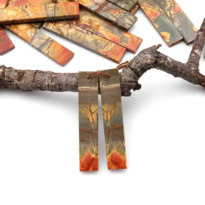 Intrinsic Trading Earrings Long Linear Natural Red Creek Jasper Earring Pair Modern Flat Rectangle Cab Drilled Matched Gemstone Beads AKA Multicolor Picasso Jasper A11 Intrinsic Trading Earrings Long Linear Natural Red Creek Jasper Earring Pair Modern Flat Rectangle Cab Drilled Matched Gemstone Beads AKA Multicolor Picasso Jasper A11