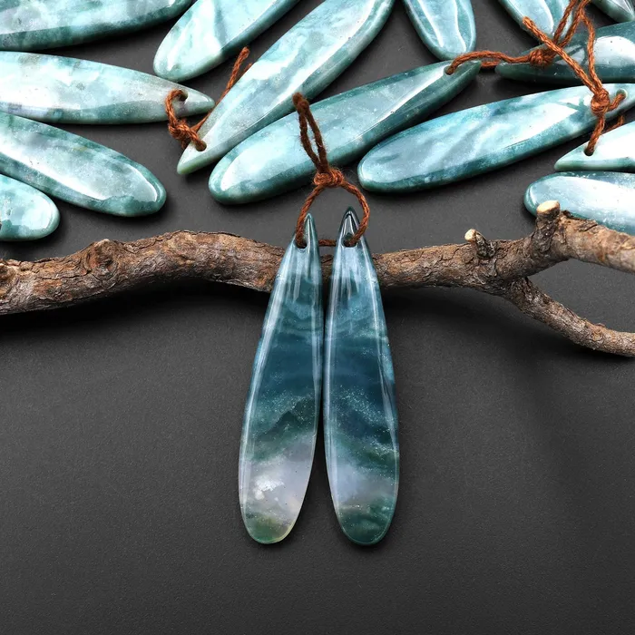 Intrinsic Trading Earrings Natural Green Mountain Jade Long Slender Teardrop Earrings Matched Gemstone Bead Pair A88 Intrinsic Trading Earrings Natural Green Mountain Jade Long Slender Teardrop Earrings Matched Gemstone Bead Pair A88