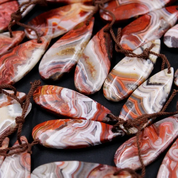 Intrinsic Trading Earrings Natural Laguna Lace Agate Earring Pair Teardrop Cabochon Cab Pair Drilled Matched Earrings Bead Pair E5008