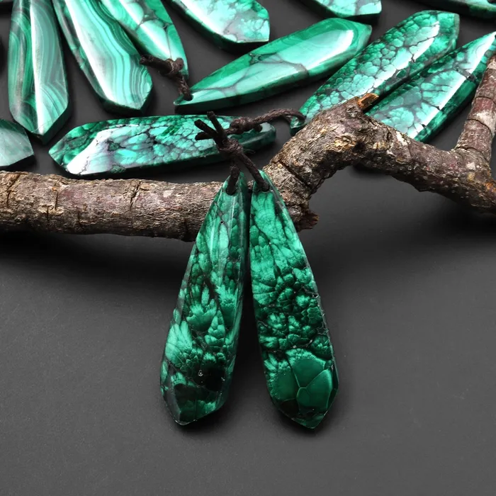 Intrinsic Trading Earrings Natural Malachite Earring Butterfly Wing Teardrop Pair Drilled Matched Gemstone Beads A2 Intrinsic Trading Earrings Natural Malachite Earring Butterfly Wing Teardrop Pair Drilled Matched Gemstone Beads A2