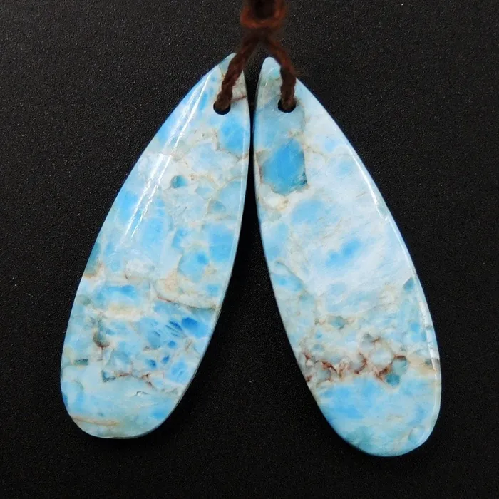 Intrinsic Trading Earrings Natural Robins Egg Turquoise Blue Apatite Earring Pair Teardrop Cabochon Cab Drilled Matched Earrings Bead Pair Teardrop Gemstone E3140