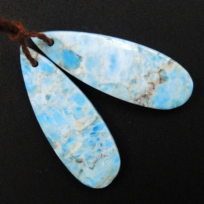 Intrinsic Trading Earrings Natural Robins Egg Turquoise Blue Apatite Earring Pair Teardrop Cabochon Cab Drilled Matched Earrings Bead Pair Teardrop Gemstone E3140