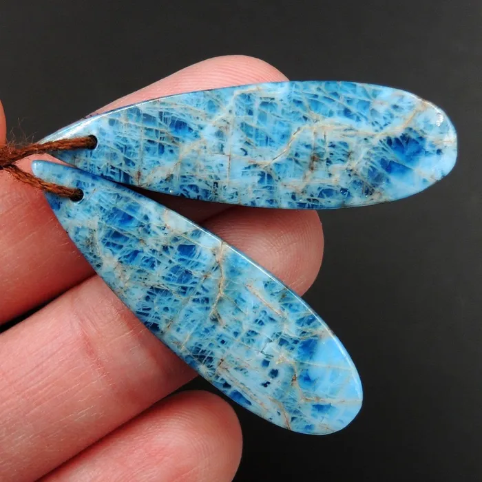 Intrinsic Trading Earrings Natural Robins Egg Turquoise Blue Apatite Earring Pair Teardrop Cabochon Cab Drilled Matched Earrings Bead Pair Teardrop Gemstone E3178