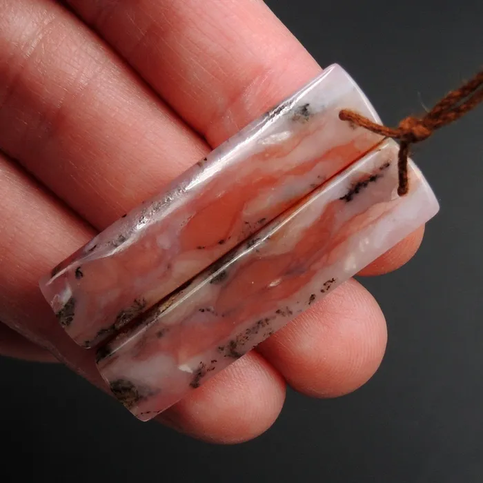 Intrinsic Trading Earrings Pink Opal Earring Pair Rectangle Cabochon Cab Pair Drilled Matched Earrings Natural Bead Pair E2745