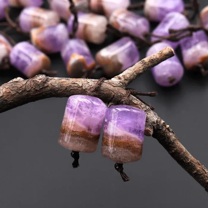 Intrinsic Trading Earrings Rare Natural Rainbow Purple Amethyst Earring Pair Matched Short Cylinder Tube 14x10mm Gemstone Beads W Amazing Veins Bands Intrinsic Trading Earrings Rare Natural Rainbow Purple Amethyst Earring Pair Matched Short Cylinder Tube 14x10mm Gemstone Beads W Amazing Veins Bands