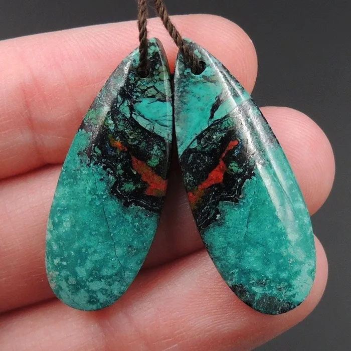 Intrinsic Trading Earrings Sonora Sunrise Cuprite Teardrop Cabochon Cab Pair Drilled Gemstone Pair Matched Earrings Bead Pair Natural Stone E3011