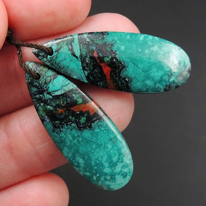 Intrinsic Trading Earrings Sonora Sunrise Cuprite Teardrop Cabochon Cab Pair Drilled Gemstone Pair Matched Earrings Bead Pair Natural Stone E3011
