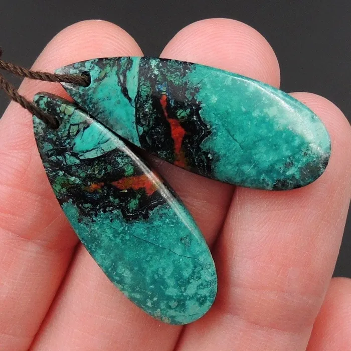 Intrinsic Trading Earrings Sonora Sunrise Cuprite Teardrop Cabochon Cab Pair Drilled Gemstone Pair Matched Earrings Bead Pair Natural Stone E3011