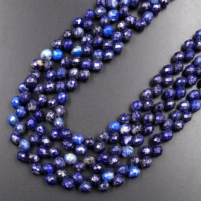 Intrinsic Trading Natural Blue Lapis Faceted 6mm Rounded Briolette Teardrop Beads Good For Earrings 155 Strand Earrings