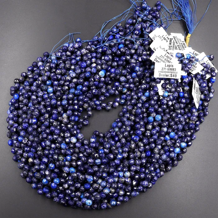 Intrinsic Trading Natural Blue Lapis Faceted 6mm Rounded Briolette Teardrop Beads Good For Earrings 155 Strand Earrings