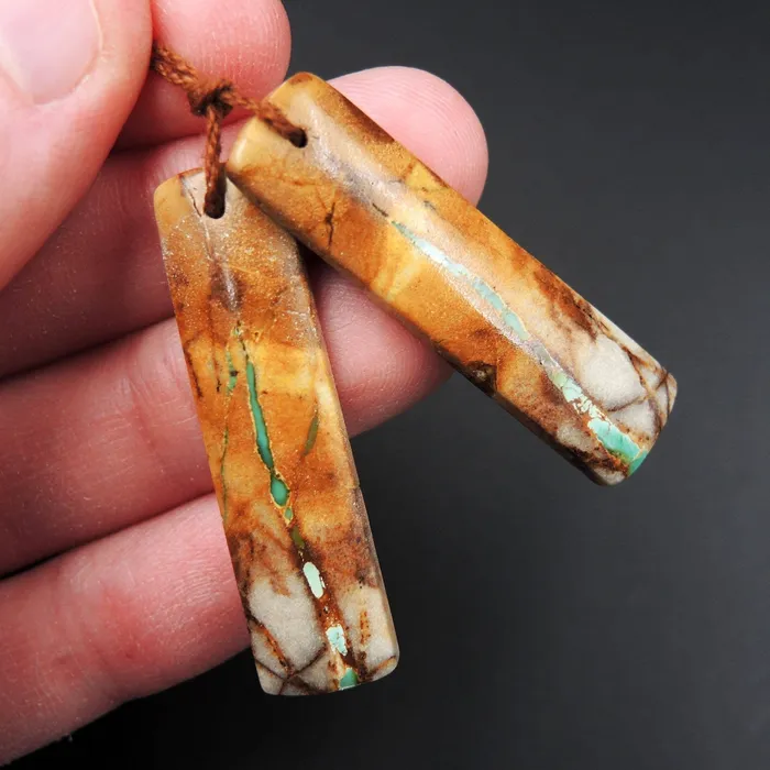 Intrinsic Trading Natural Turquoise From Royston Nevada Cabochon Cab Pair Drilled Matched Earrings Bead Pair E1870 Earrings