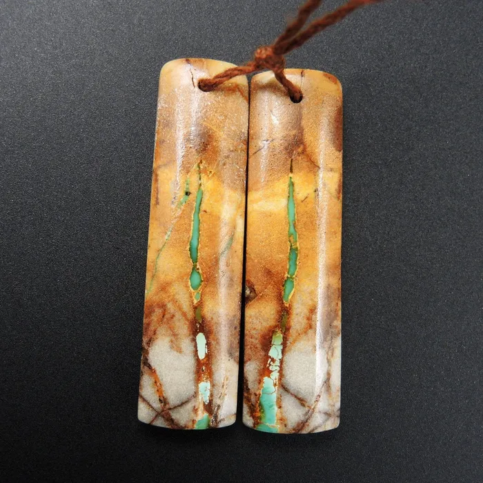 Intrinsic Trading Natural Turquoise From Royston Nevada Cabochon Cab Pair Drilled Matched Earrings Bead Pair E1870 Earrings