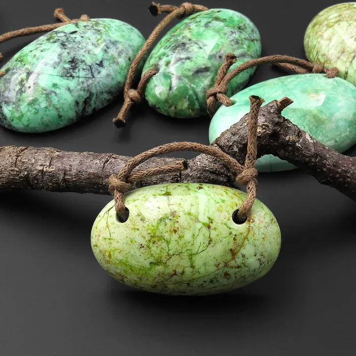 Intrinsic Trading Necklaces 2 Two Hole Pendant Oval Natural Nevada Green Variscite Gemstone A1 Intrinsic Trading Necklaces 2 Two Hole Pendant Oval Natural Nevada Green Variscite Gemstone A1