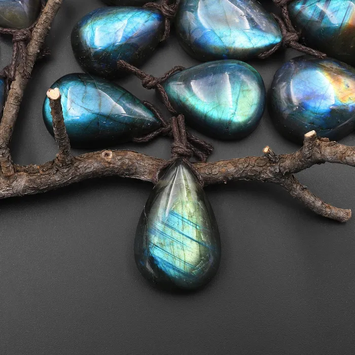 Intrinsic Trading Necklaces AAA Natural Rainbow Labradorite Teardrop Side Drilled Pendant Intrinsic Trading Necklaces AAA Natural Rainbow Labradorite Teardrop Side Drilled Pendant