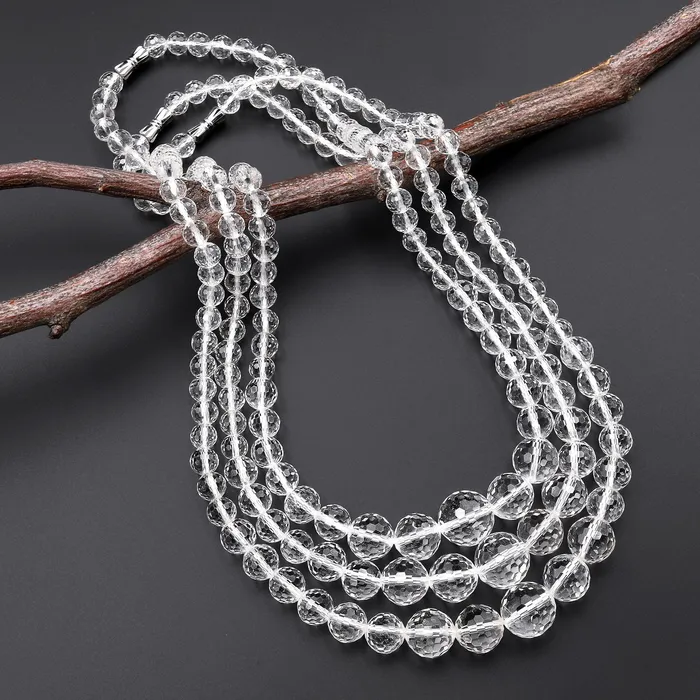 Intrinsic Trading Necklaces Faceted Natural Rock Quartz Round Beads Real Genuine Super Clear Crystal Quartz AAA Graduated Necklace 18 Intrinsic Trading Necklaces Faceted Natural Rock Quartz Round Beads Real Genuine Super Clear Crystal Quartz AAA Graduated Necklace 18