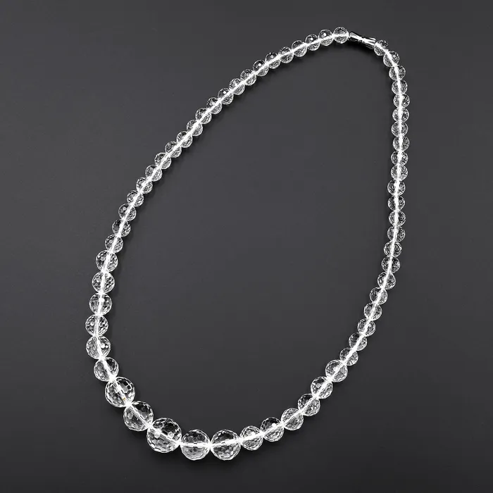 Intrinsic Trading Necklaces Faceted Natural Rock Quartz Round Beads Real Genuine Super Clear Crystal Quartz AAA Graduated Necklace 18