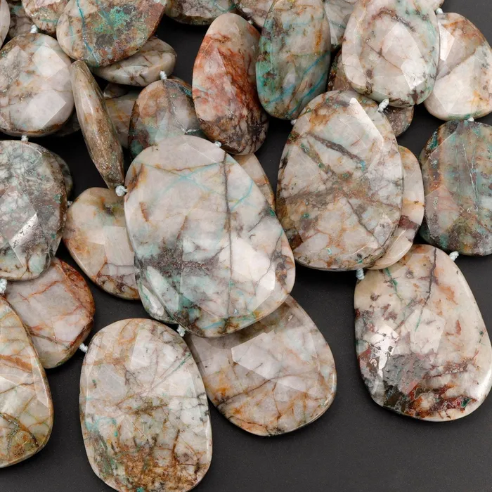 Intrinsic Trading Necklaces Graduated Faceted Natural Chrysocolla in Quartz Focal Pendant Beads Stunning Blue Strikes Designer Quality One of a Kind 17 Necklace Strand
