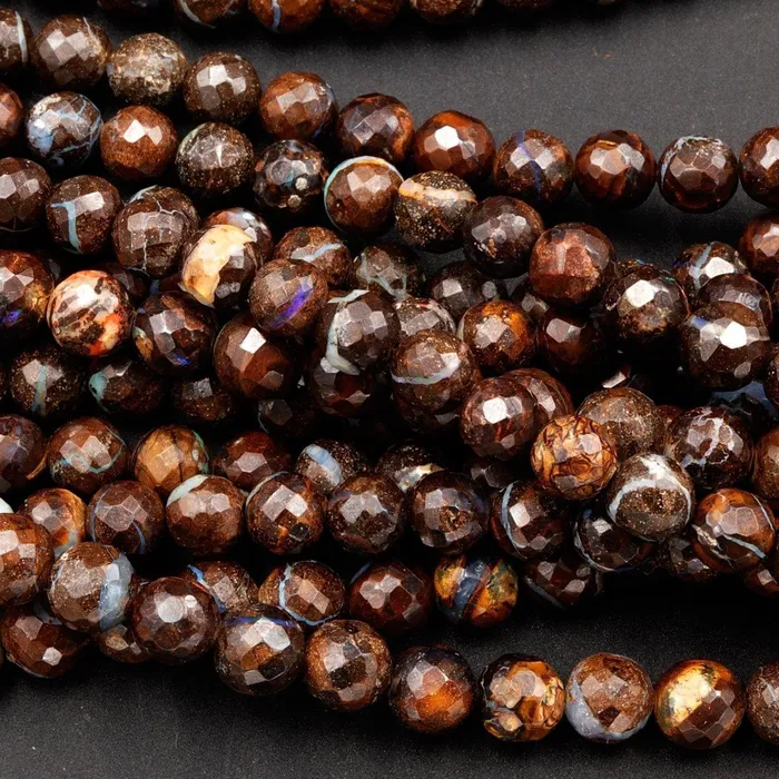 Intrinsic Trading Necklaces Natural Australian Boulder Opal Beads Faceted 6mm 7mm Beautiful Opal Veins 19 Sterling Silver Clasp Necklace Strand Intrinsic Trading Necklaces Natural Australian Boulder Opal Beads Faceted 6mm 7mm Beautiful Opal Veins 19 Sterling Silver Clasp Necklace Strand