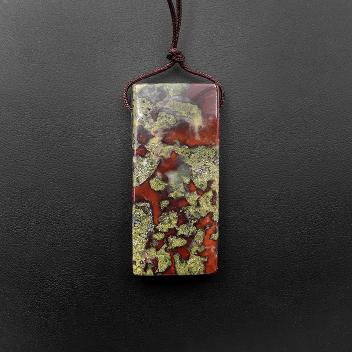 Intrinsic Trading Necklaces Natural Dragon Blood Jasper Pendant Top Side Drilled Long Rectangle Pendant Focal Bead
