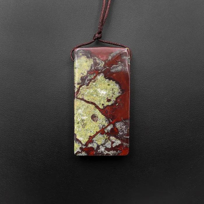 Intrinsic Trading Necklaces Natural Dragon Blood Jasper Pendant Top Side Drilled Long Rectangle Pendant Focal Bead