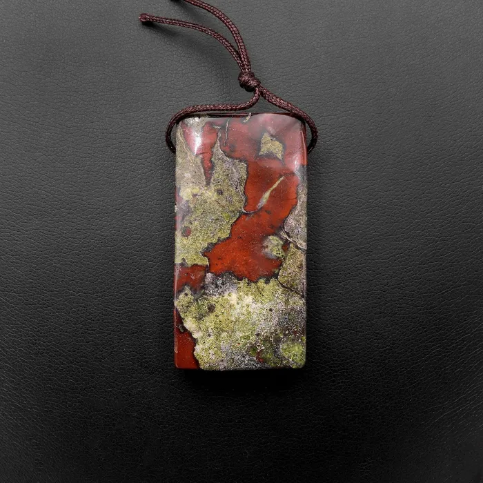 Intrinsic Trading Necklaces Natural Dragon Blood Jasper Pendant Top Side Drilled Long Rectangle Pendant Focal Bead
