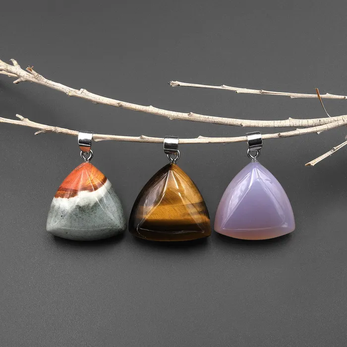 Intrinsic Trading Necklaces Natural Gemstone Puffy Triangle Pendant Choose from Rock Quartz Rhodonite Tigers Eye Sodalite Purple Chalcedony Landscape Ocean Jasper Intrinsic Trading Necklaces Natural Gemstone Puffy Triangle Pendant Choose from Rock Quartz Rhodonite Tigers Eye Sodalite Purple Chalcedony Landscape Ocean Jasper