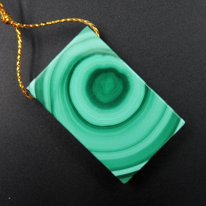 Intrinsic Trading Necklaces Natural Malachite Pendant Hand Cut Side Drilled Rectangle Pendant Focal Bead P1069