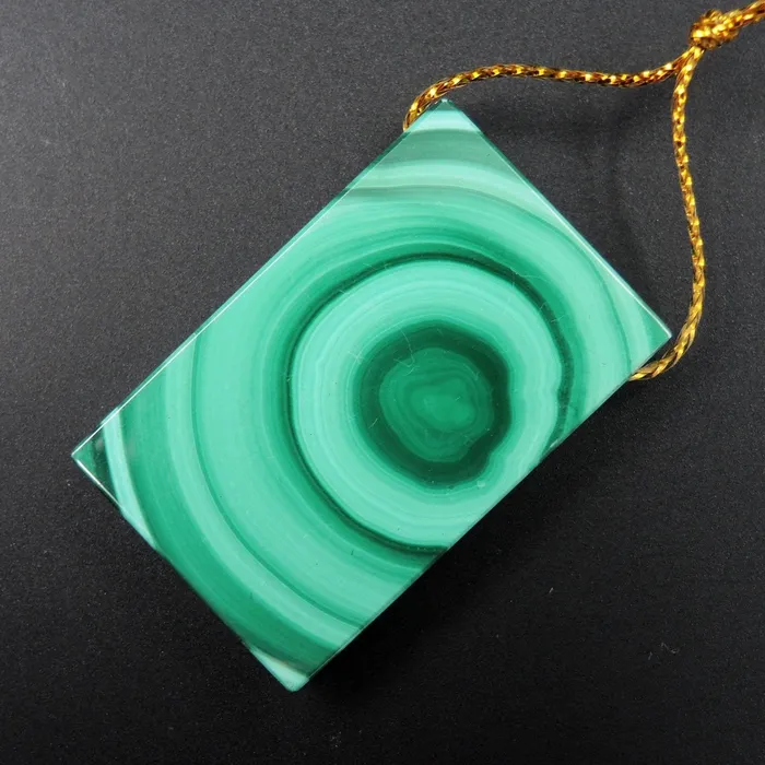 Intrinsic Trading Necklaces Natural Malachite Pendant Hand Cut Side Drilled Rectangle Pendant Focal Bead P1069