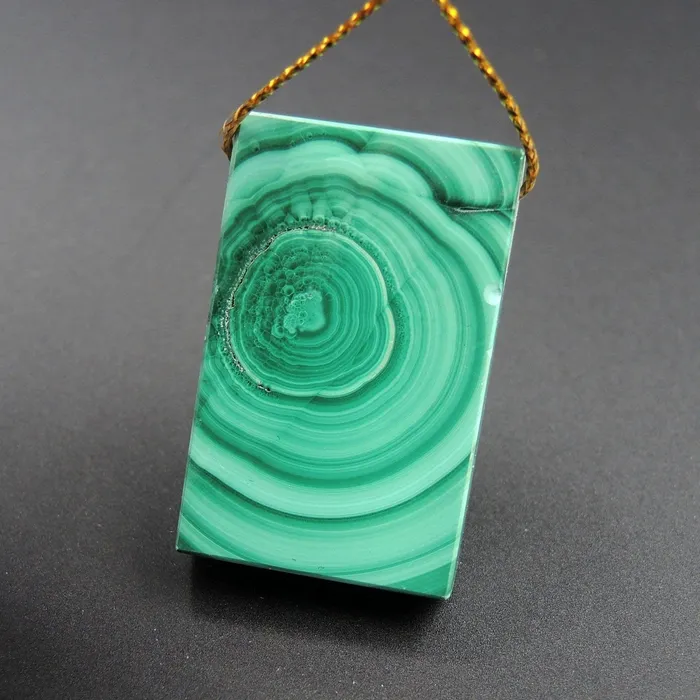 Intrinsic Trading Necklaces Natural Malachite Pendant Hand Cut Side Drilled Rectangle Pendant Focal Bead P1069