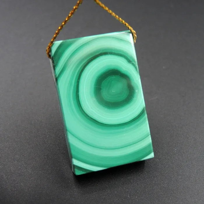 Intrinsic Trading Necklaces Natural Malachite Pendant Hand Cut Side Drilled Rectangle Pendant Focal Bead P1069