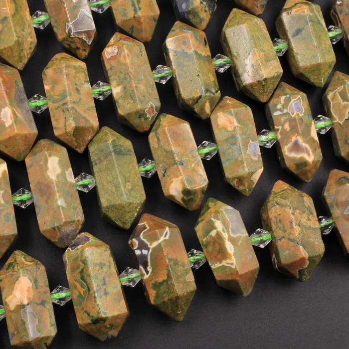 Intrinsic Trading Necklaces Natural Rainforest Rhyolite Jasper Faceted Double Terminated Pointed Tips Center Drilled Healing Focal Pendant Bead 16 Strand Intrinsic Trading Necklaces Natural Rainforest Rhyolite Jasper Faceted Double Terminated Pointed Tips Center Drilled Healing Focal Pendant Bead 16 Strand