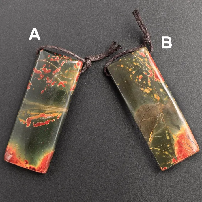 Intrinsic Trading Necklaces Natural Red Creek Jasper Pendant Side Drilled Flat Rectangle Pendant Natural Multi Color Picasso Jasper Cherry Creek