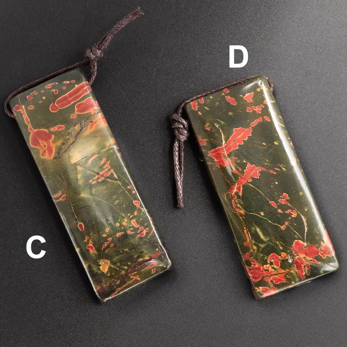 Intrinsic Trading Necklaces Natural Red Creek Jasper Pendant Side Drilled Flat Rectangle Pendant Natural Multi Color Picasso Jasper Cherry Creek