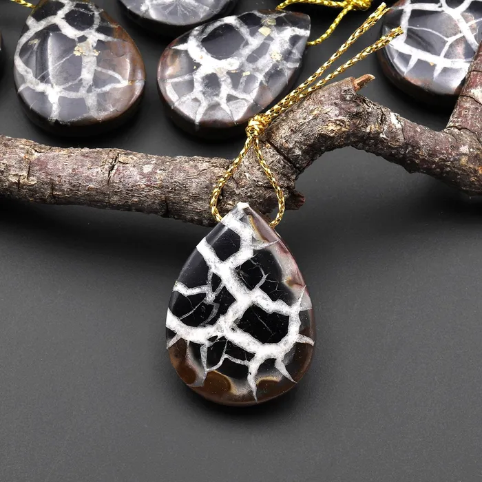 Intrinsic Trading Necklaces Natural Septarian Fossil Teardrop Pendant Top Side Drilled Gemstone A1 Intrinsic Trading Necklaces Natural Septarian Fossil Teardrop Pendant Top Side Drilled Gemstone A1