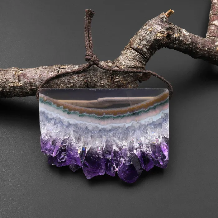 Intrinsic Trading Necklaces Natural Smoky Quartz Purple Amethyst Stalactite Rectangle Pendant Top Side Drilled Focal Bead A1 Intrinsic Trading Necklaces Natural Smoky Quartz Purple Amethyst Stalactite Rectangle Pendant Top Side Drilled Focal Bead A1
