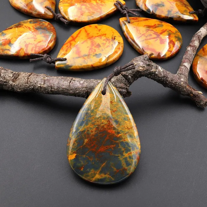 Intrinsic Trading Necklaces Rare AAA Natural Golden Yellow Red Pietersite Teardrop Pendant Gemstone From South Africa A22 Intrinsic Trading Necklaces Rare AAA Natural Golden Yellow Red Pietersite Teardrop Pendant Gemstone From South Africa A22